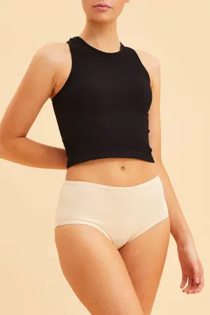 Beige Lou Cotton Stretch High Waisted Brief
