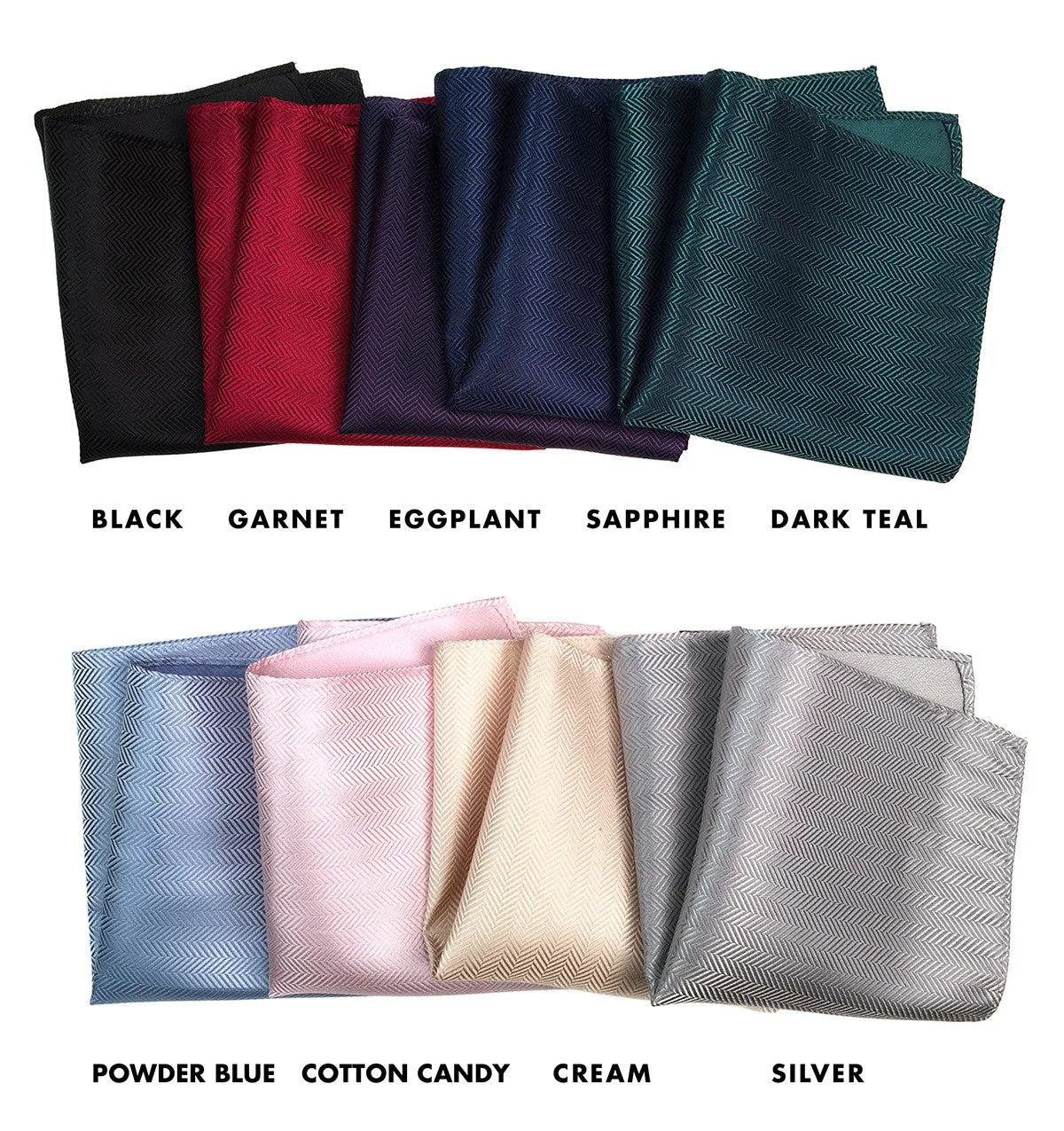 Black Herringbone Silk Pocket Square