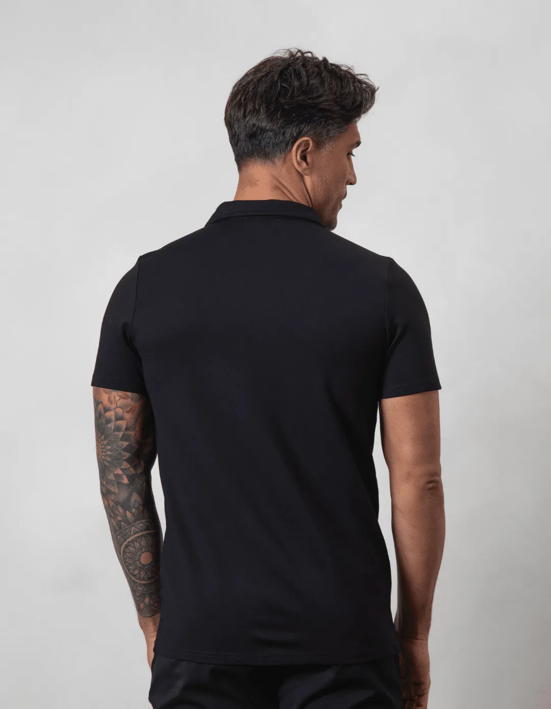 Black Premium S/S Zip Polo