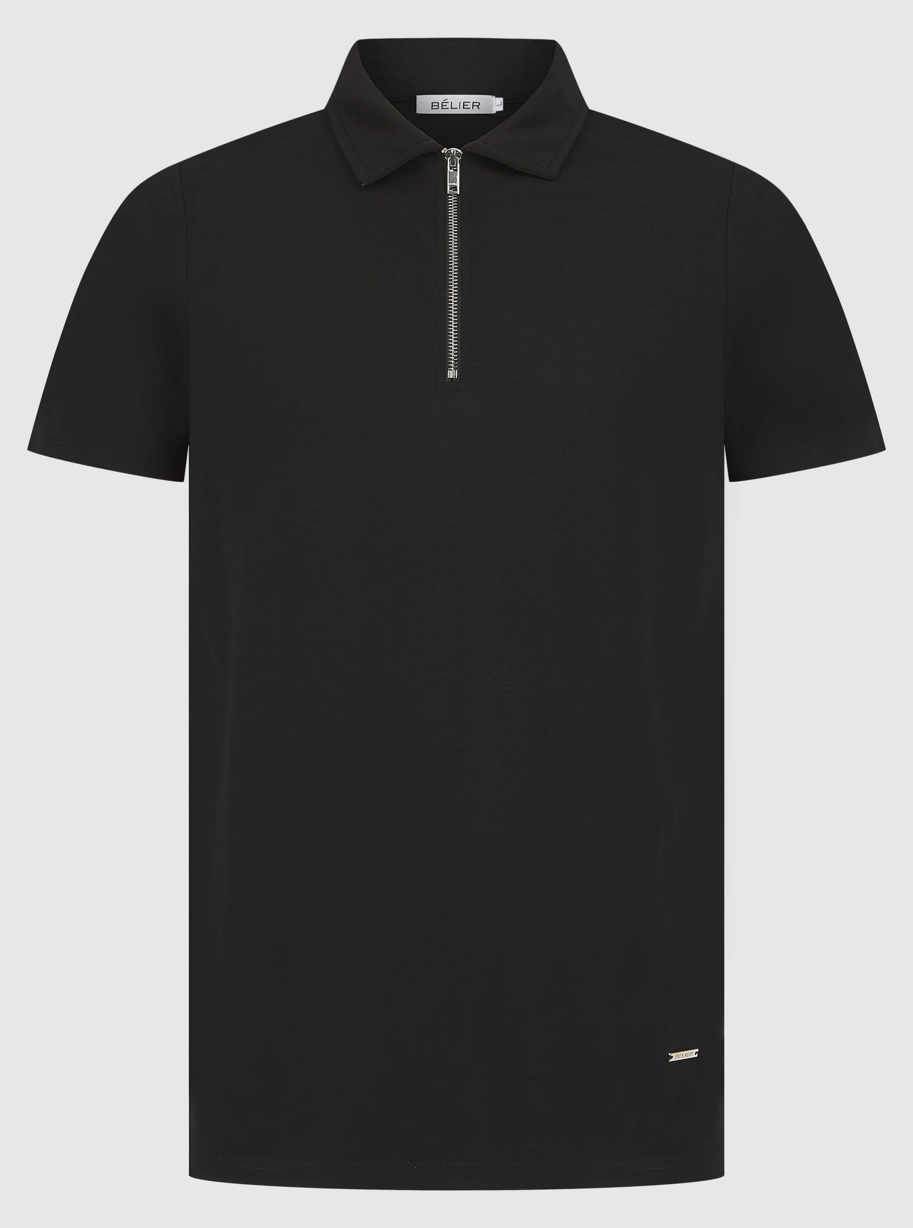 Black Premium S/S Zip Polo