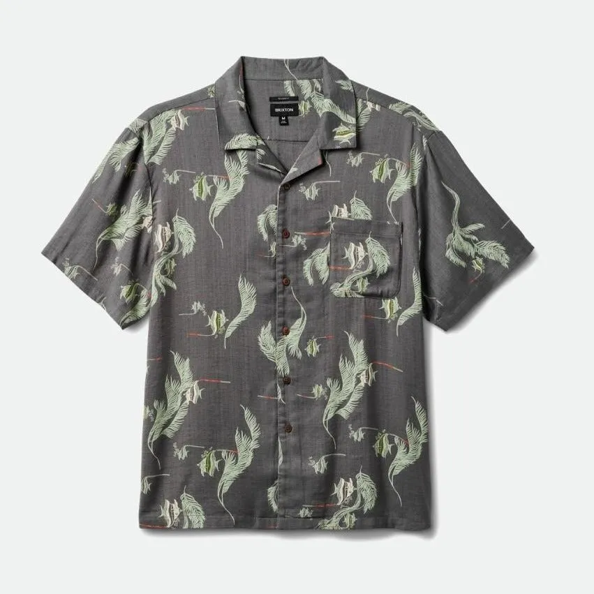BRIXTON BUNKER SLUB S/S WOVEN WASHED BLACK/SEA FOAM/COCONUT