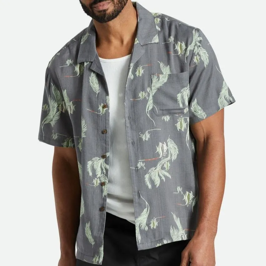 BRIXTON BUNKER SLUB S/S WOVEN WASHED BLACK/SEA FOAM/COCONUT