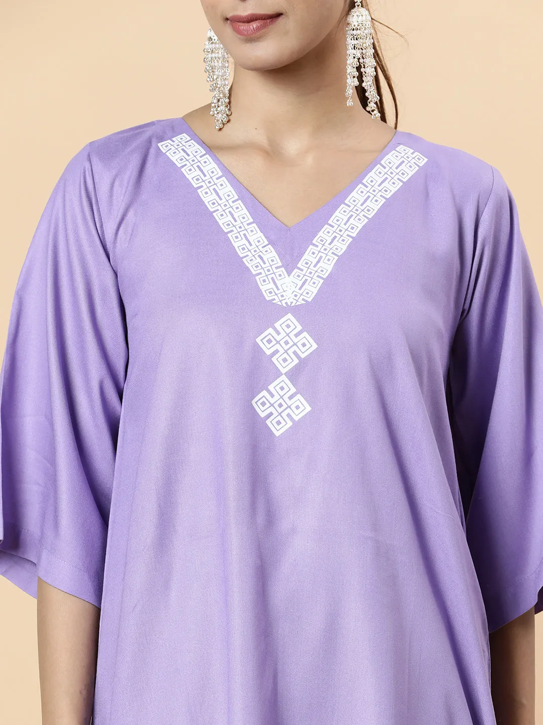 Lavender Rayon Kurti - Jacaranda