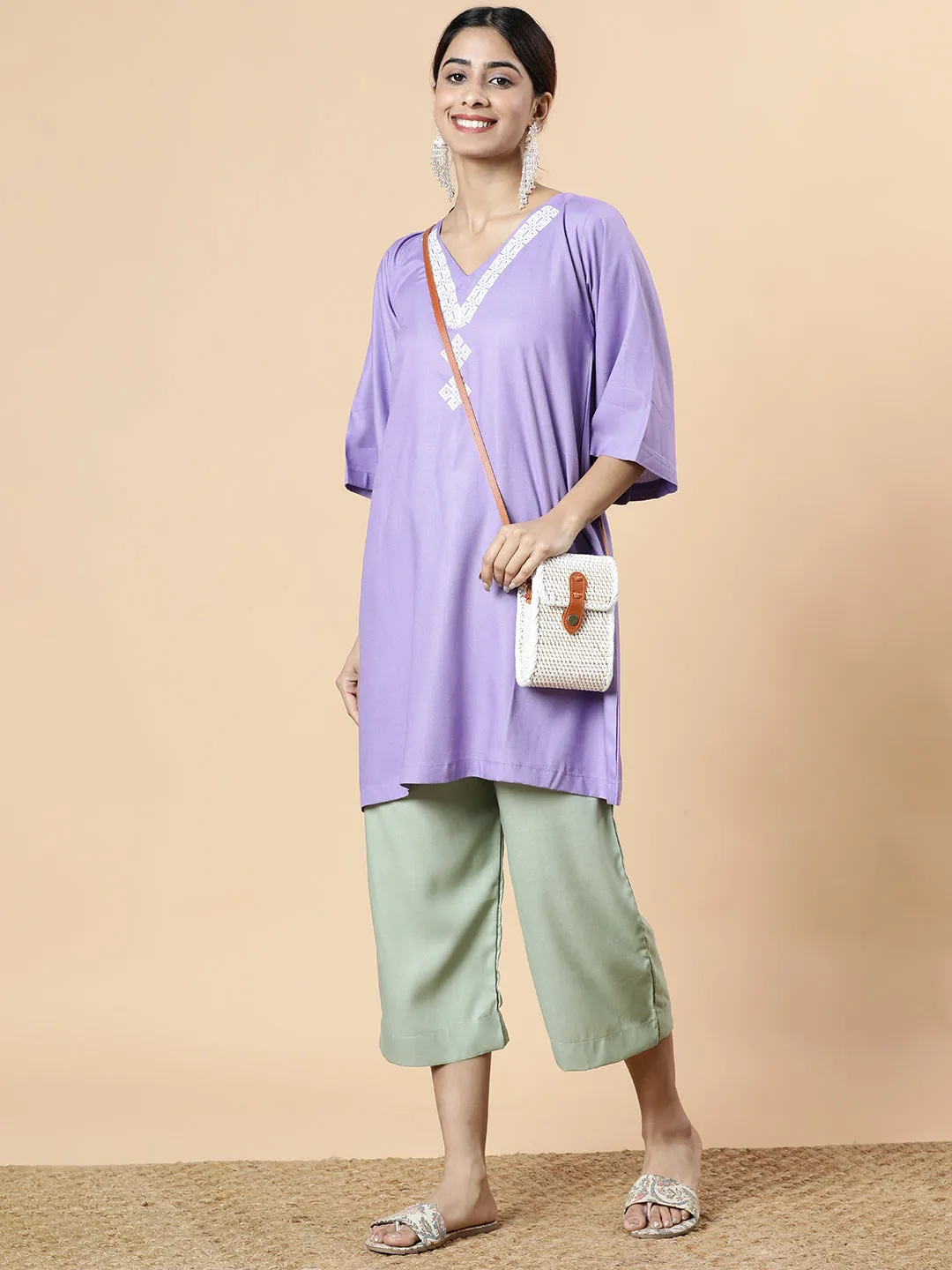 Lavender Rayon Kurti - Jacaranda