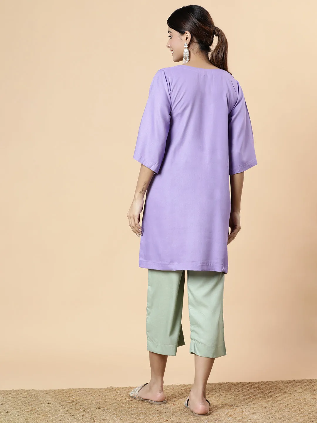 Lavender Rayon Kurti - Jacaranda