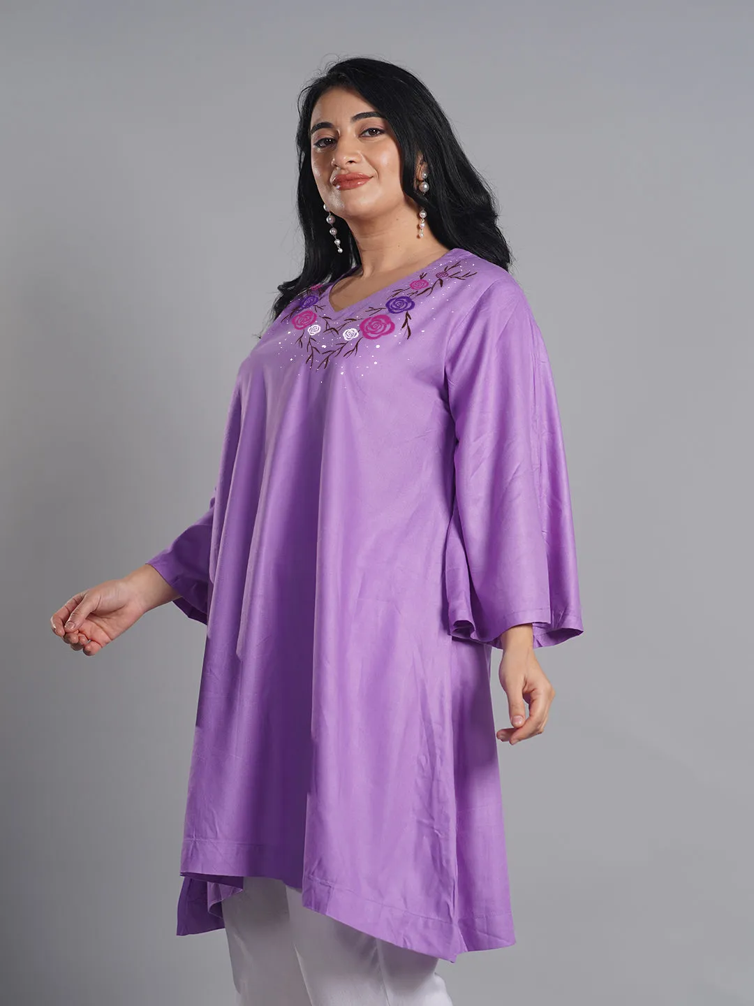 Lavender Rayon Kurti - LavenderRose
