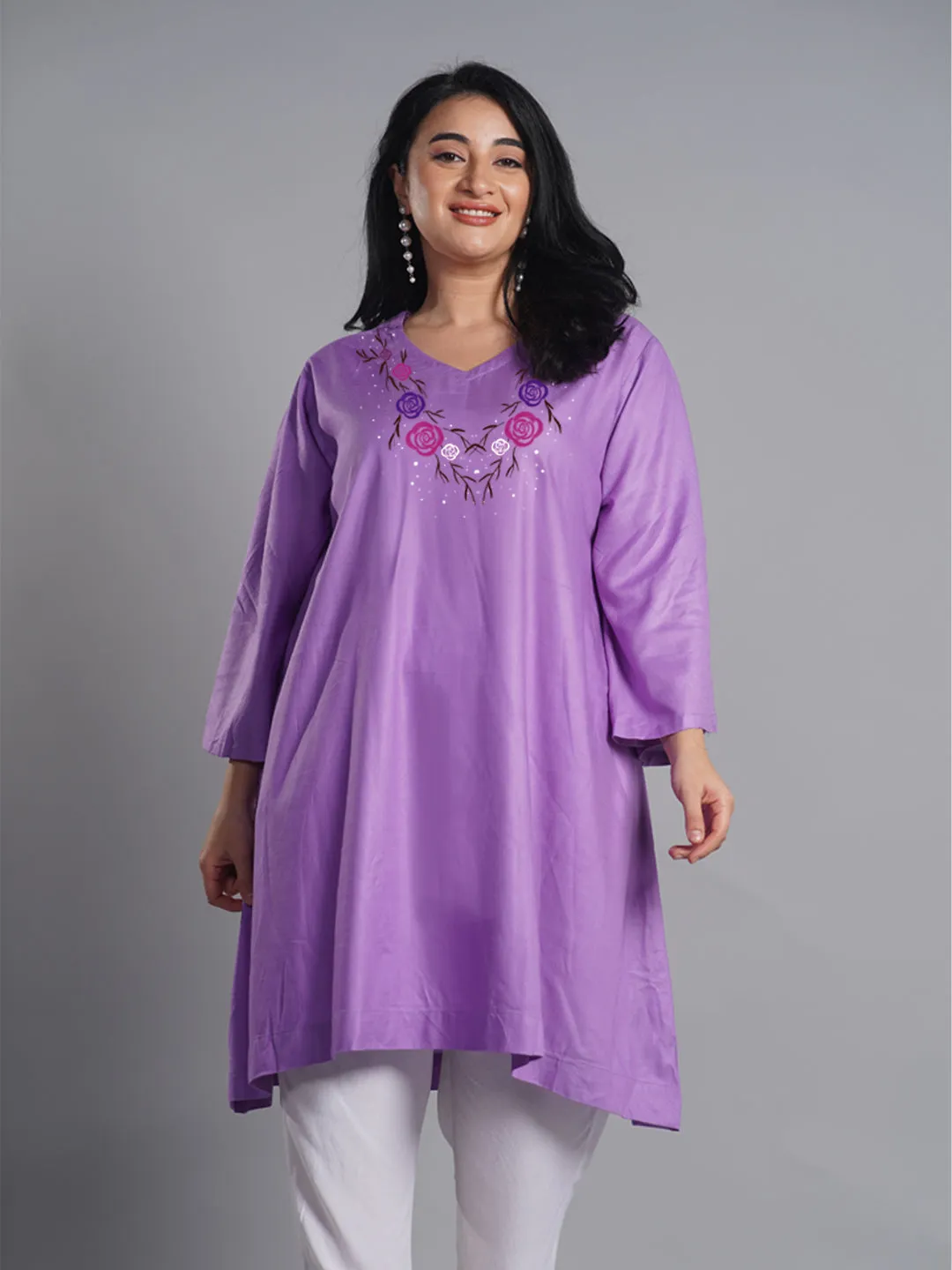Lavender Rayon Kurti - LavenderRose