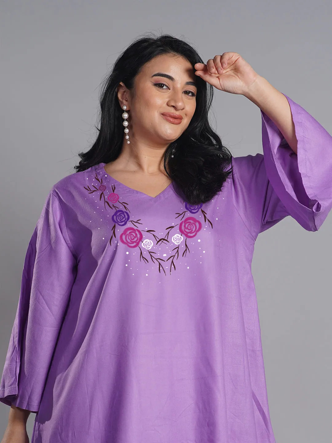 Lavender Rayon Kurti - LavenderRose