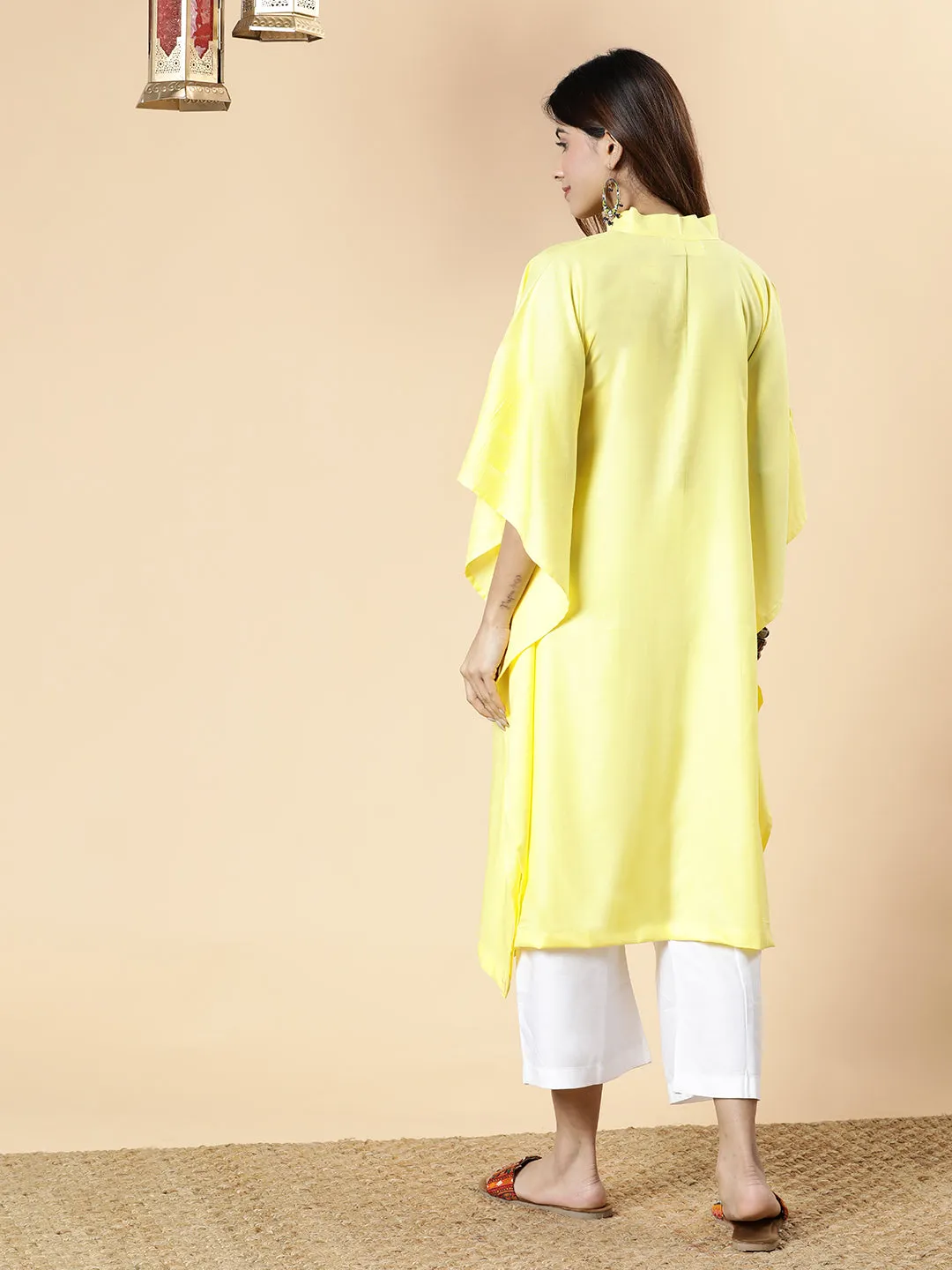 Lemon Rayon MandarinKurta - Spice