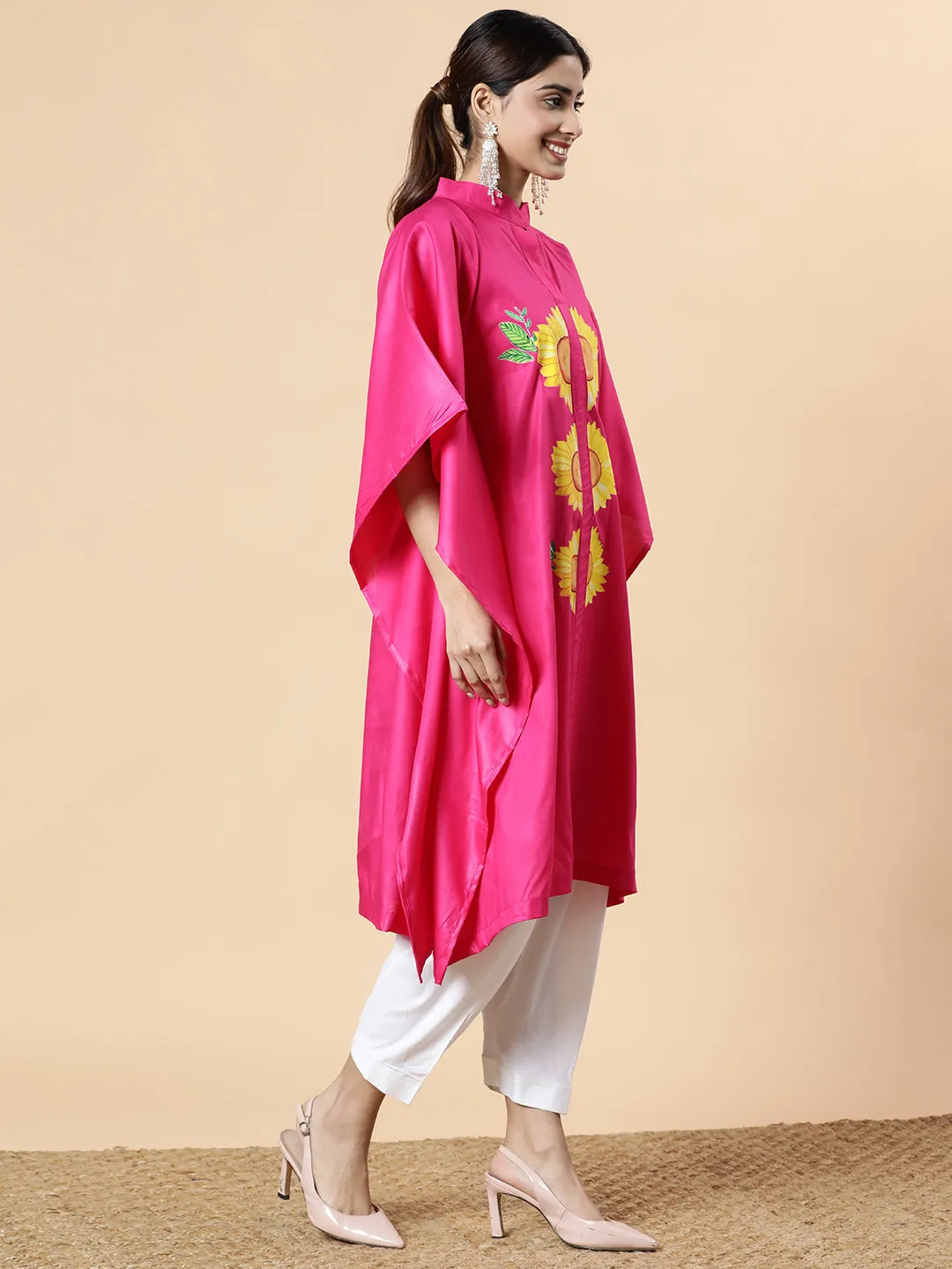 Magenta Rayon MandarinKurta - SunflowerSplendor