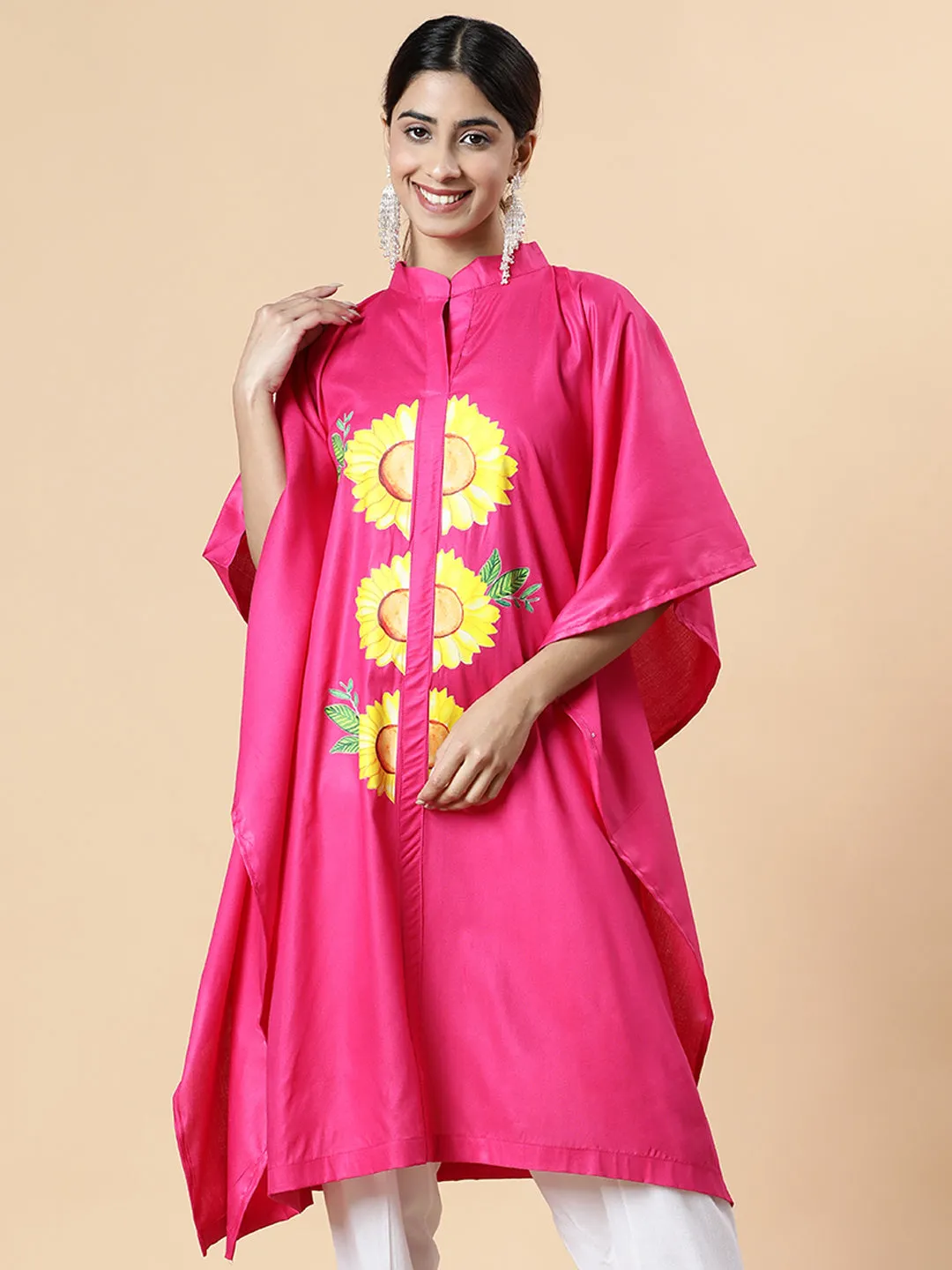 Magenta Rayon MandarinKurta - SunflowerSplendor