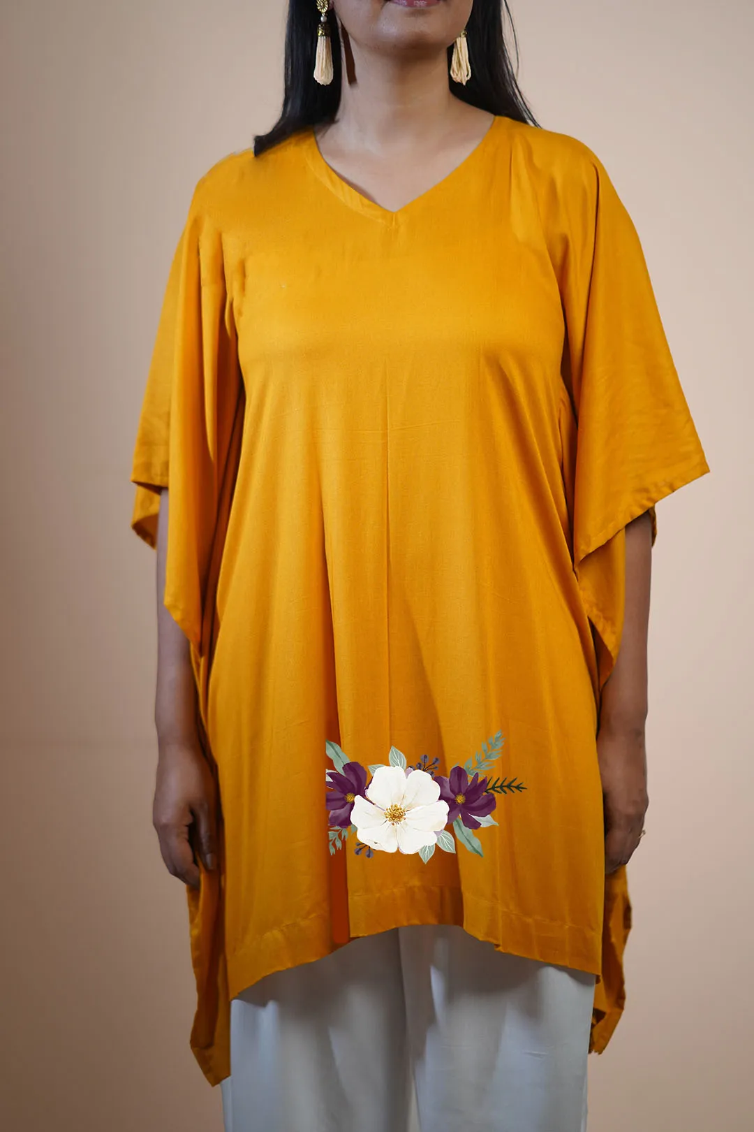 Mustard Rayon KaftanKurta - GoldenGlow