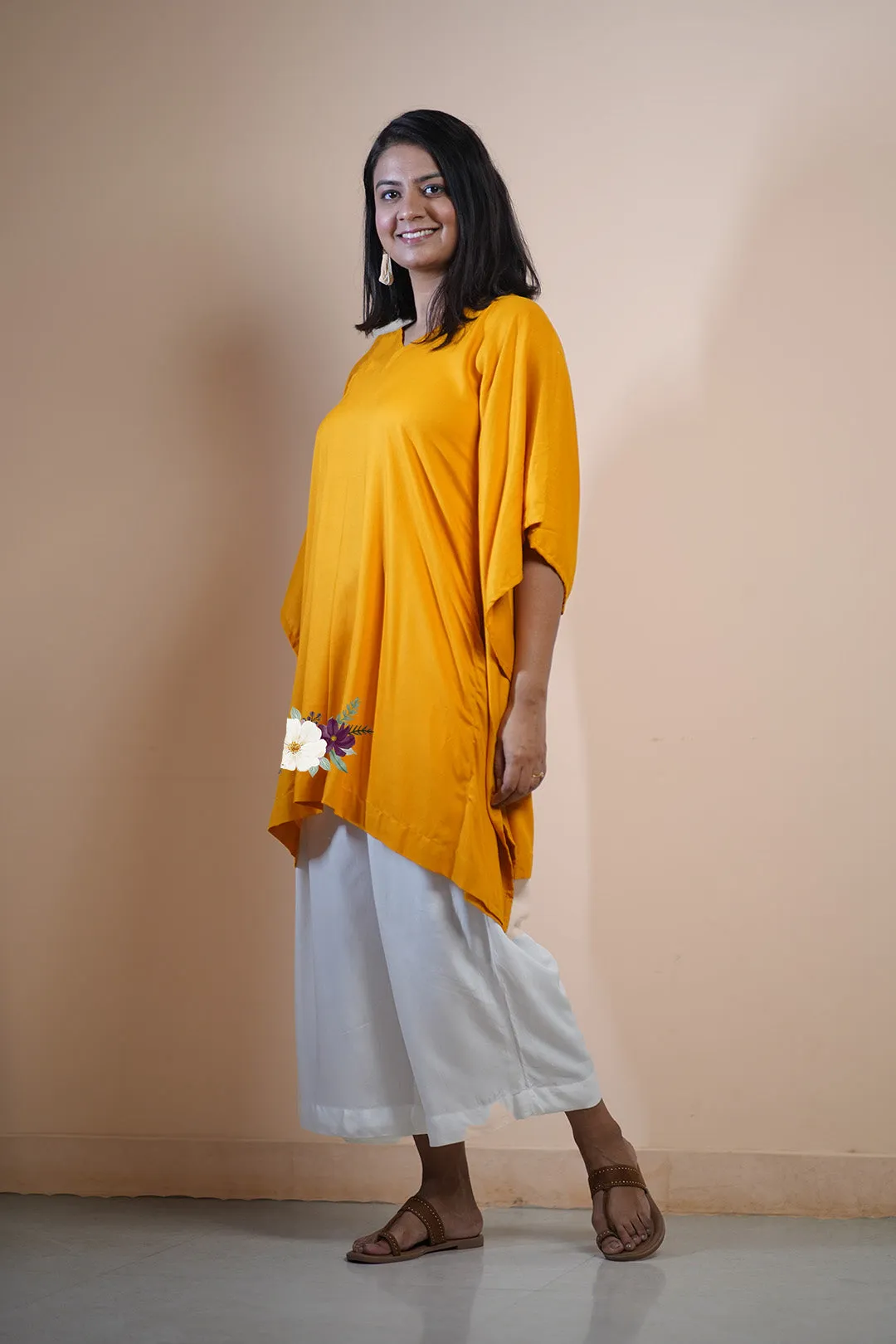 Mustard Rayon KaftanKurta - GoldenGlow