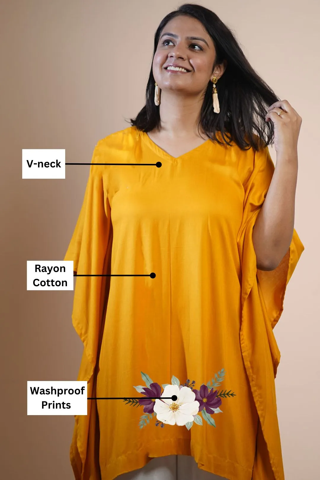 Mustard Rayon KaftanKurta - GoldenGlow