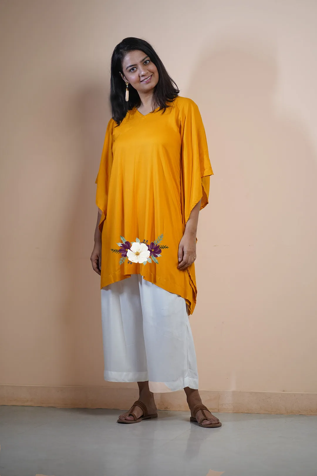 Mustard Rayon KaftanKurta - GoldenGlow