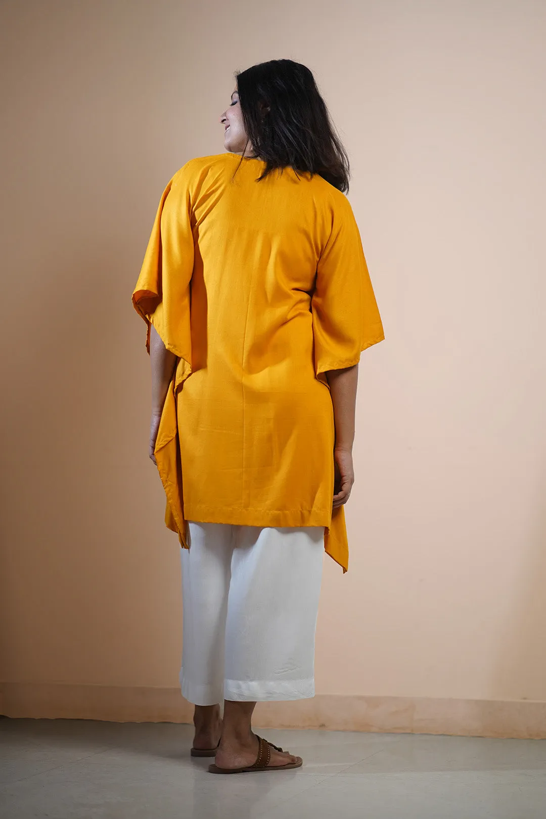 Mustard Rayon KaftanKurta - GoldenGlow