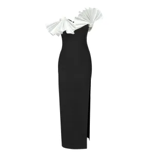 Pre Order:  Ruffled Top Thigh Split Midi Dress