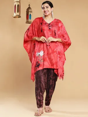 Red Rayon TieDyeKurta - Riri