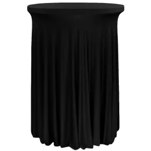 Wavy Spandex Cocktail Table Cover 30"-32" Round - Black