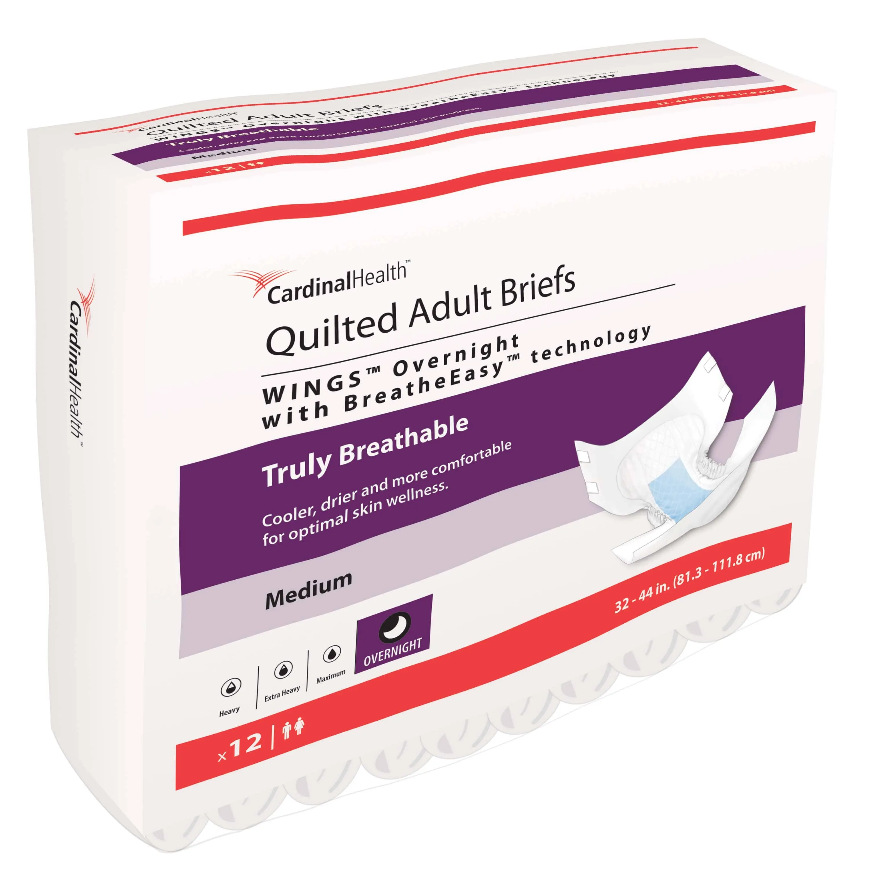 WINGS Quilted Overnight Briefs with BreatheEasy Technology — Night-Time Absorbency